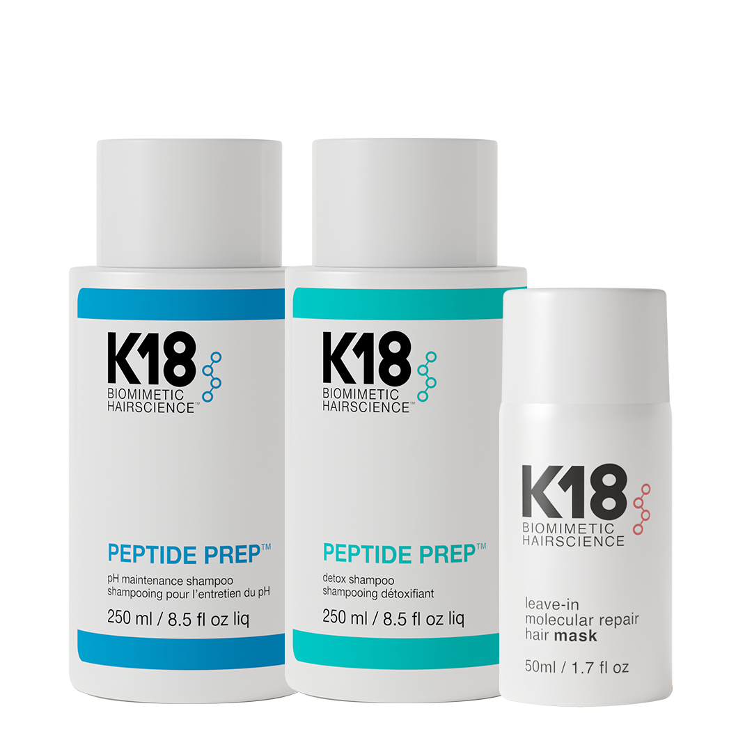 K18 zestaw do maksymalnego oczyszczenia i odbudowy włosów: szampon detoksykujący, 250 ml + szampon utrzymujący prawidłowe pH, 250 ml + maska, 50 ml