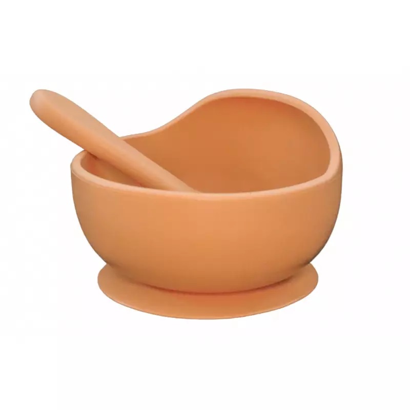 MyRoys silikonowa miseczka z łyżeczką Brązowa, 1 szt.