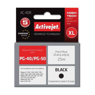 Tusz ACTIVEJET do Canon PG-40 Czarny 25 ml AC-40R