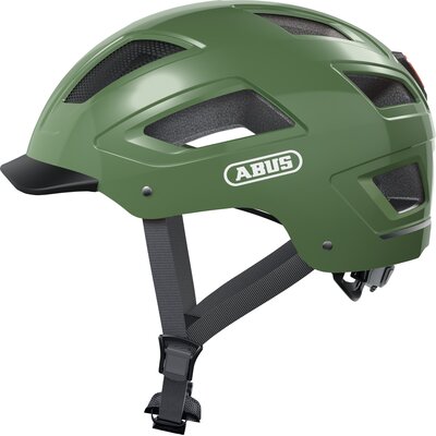 Kask rowerowy ABUS Hyban 2.0 Jade Ciemnozielony Miejski z lampką (rozmiar M)