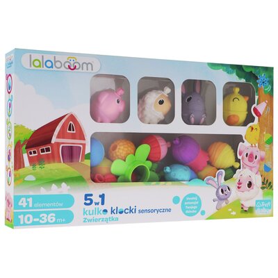 Klocki sensoryczne TREFL Lalaboom Zestaw prezentowy kulko-klocków - zwierzątka farma 61651
