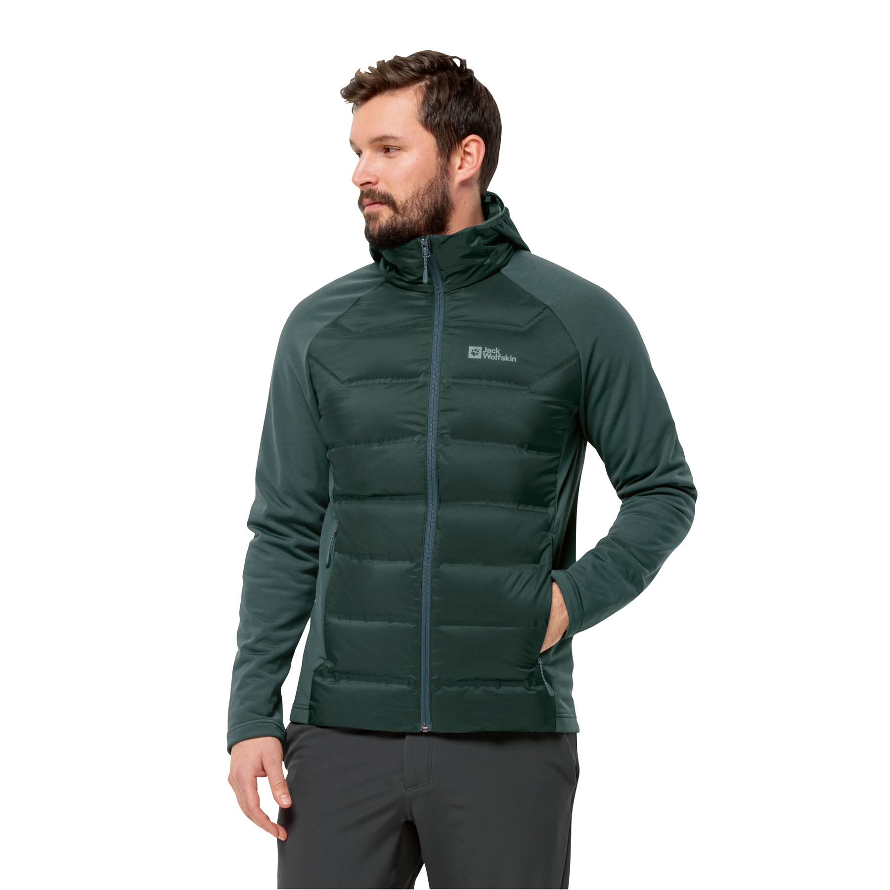 Męska kurtka hybrydowa Jack Wolfskin TASMAN DOWN HYBRID M black olive - L