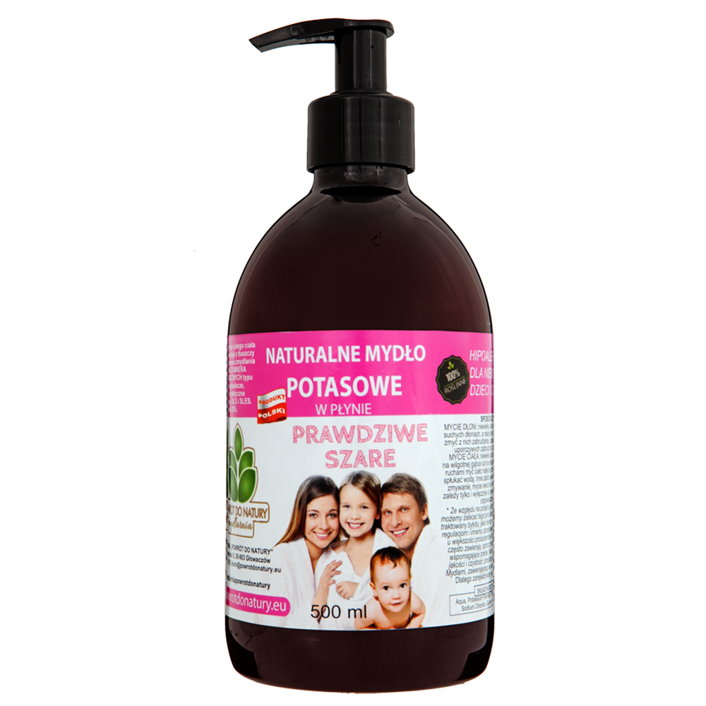 Powrót do natury Prawdziwe szare 100% roślinne naturalne mydło potasowe w płynie „prawdziwe szare” hipoalergiczne, 500 ml