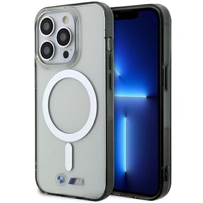 Etui BMW Silver Ring MagSafe do Apple iPhone 14 Pro Przezroczysty
