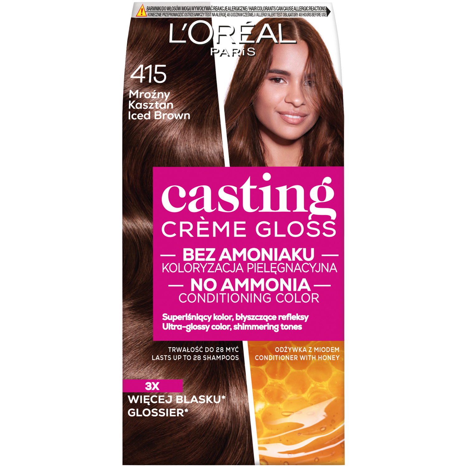 L'Oréal Paris Casting Crème Gloss farba do włosów 415 mroźny kasztan, 1 opak.