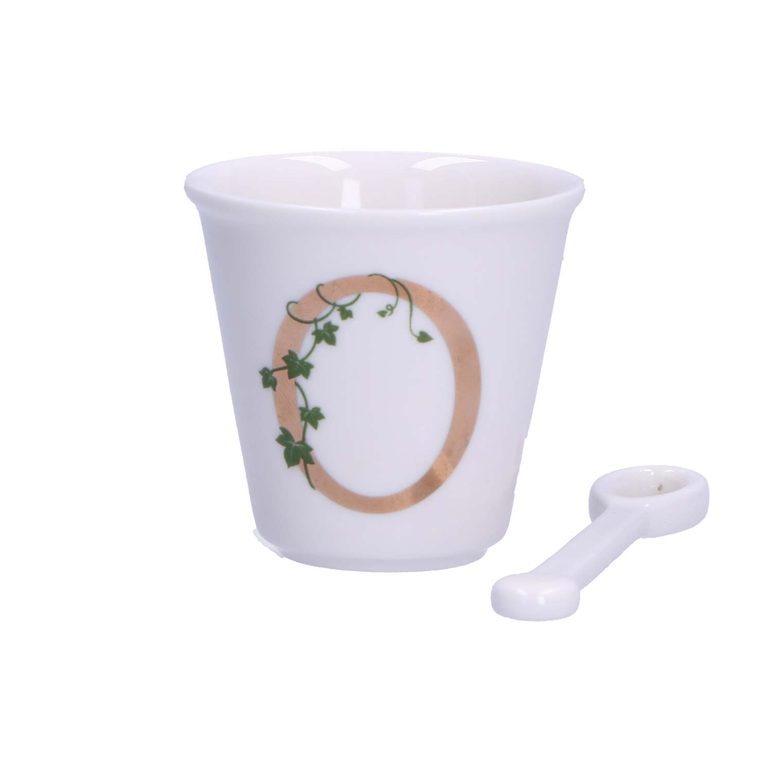 La Porcellana Bianca - Filiżanka z łyżeczką z literą O 75 ml Unico