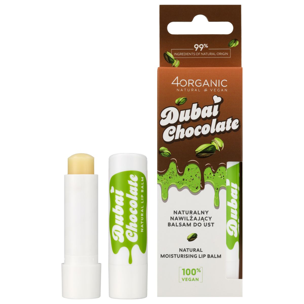 4Organic Dubajska Czekolada naturalny nawilżający balsam do ust Dubajska czekolada, 5 g