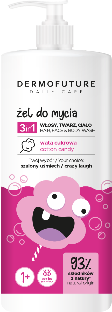 Dermofuture Daily Care Kids żel do mycia twarzy, ciała i włosów 3w1 Wata cukrowa, 500 ml