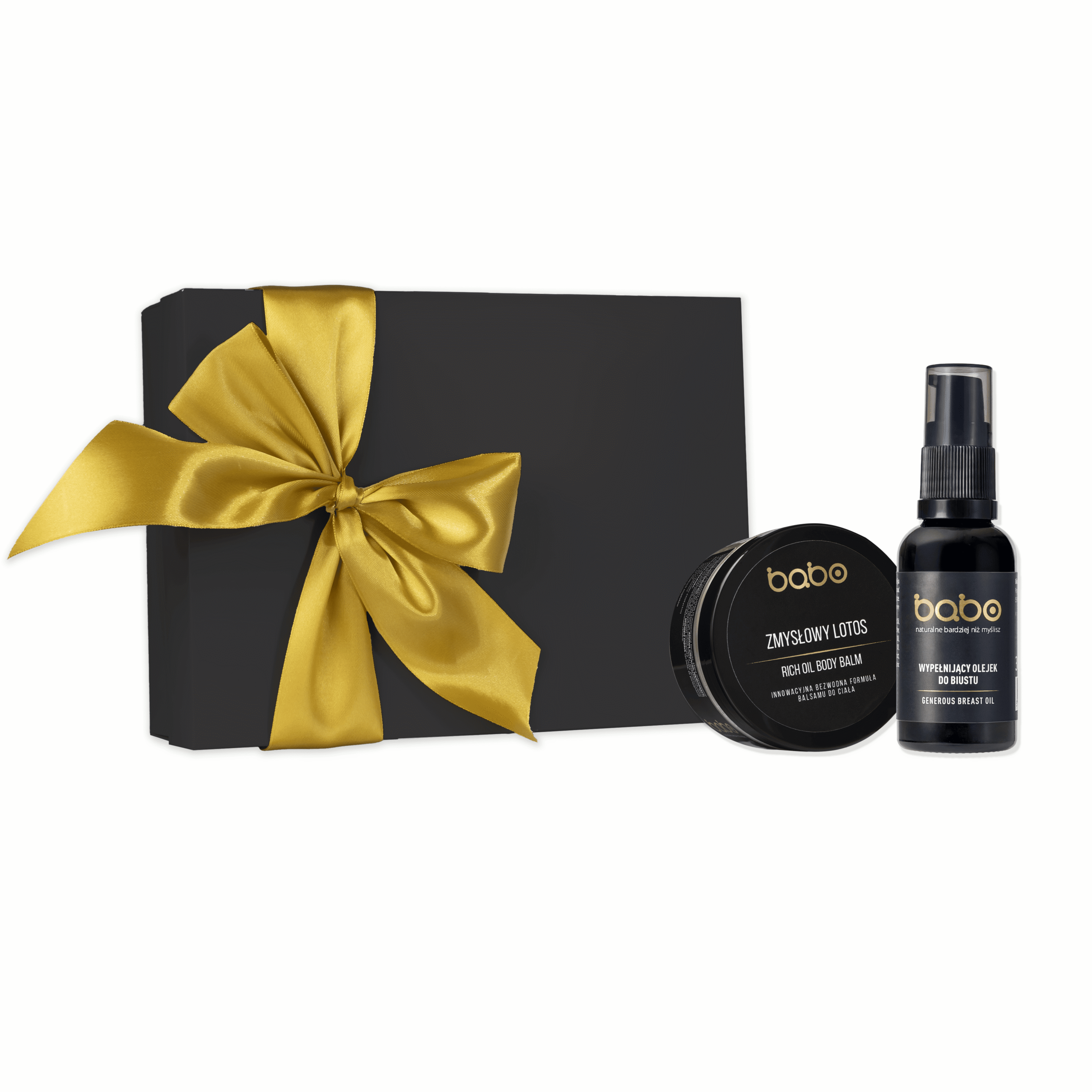 Babo zestaw prezentowy „Zmysłowy Rytuał Ujędrniający”: wypełniający olejek do biustu, 30 ml + bezwodny balsam do ciała Lotos, 125 ml + ręcznik 100%...