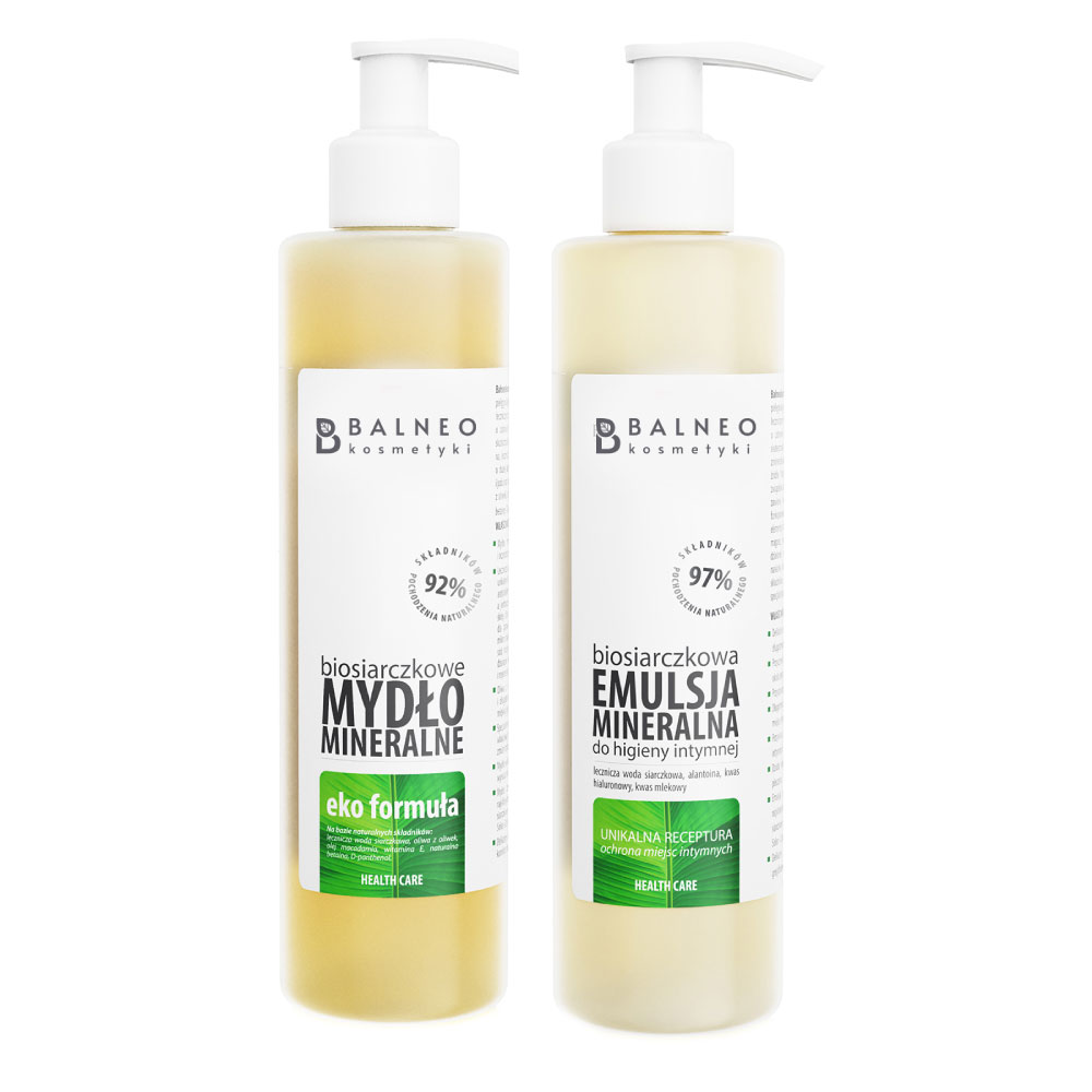 Balneokosmetyki zestaw: mydło mineralne w płynie, 250 ml + emulsja mineralna do higieny intymnej, 250 ml