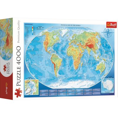 Puzzle TREFL Premium Quality Wielka mapa fizyczna świata 45007 (4000 elementów)