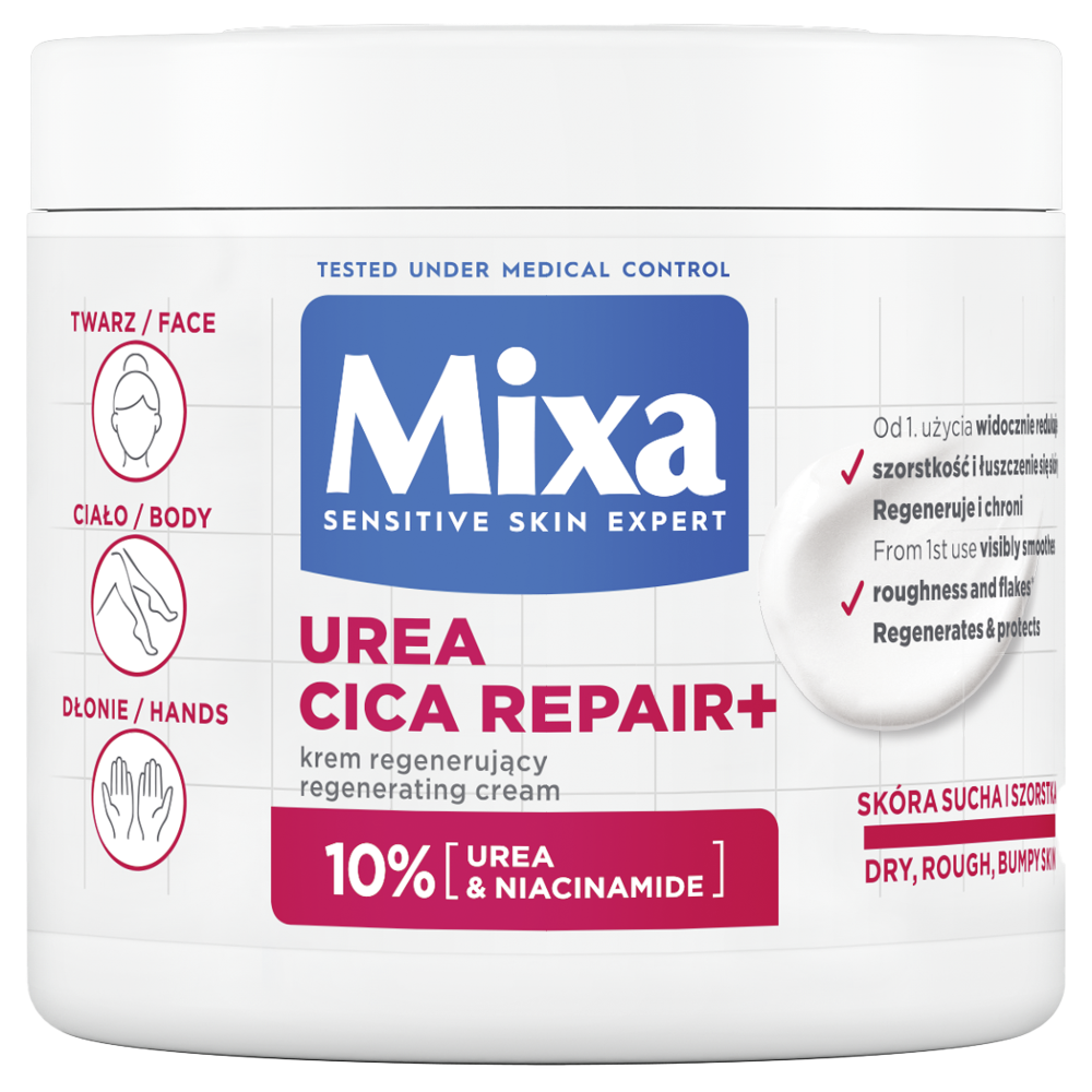 Mixa Urea Cica Repair+ regenerujący krem do twarzy, ciała i dłoni, 400 ml