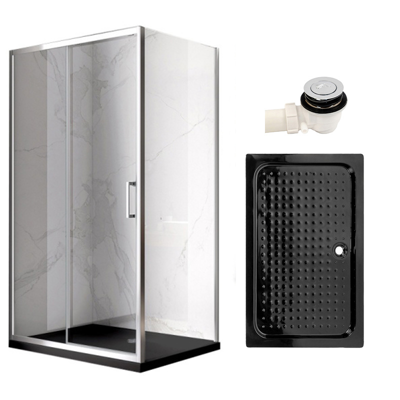 KABINA PRYSZNICOWA PROSTOKĄTNA Z BRODZIKEM KZ103B/SXL03D CHROM/CZARNY 110x80 CM