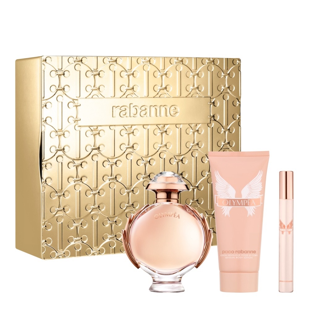 Paco Rabanne Olympea zestaw: woda perfumowana damska, 80 ml + balsam do ciała, 100 ml + woda perfumowana, 10 ml