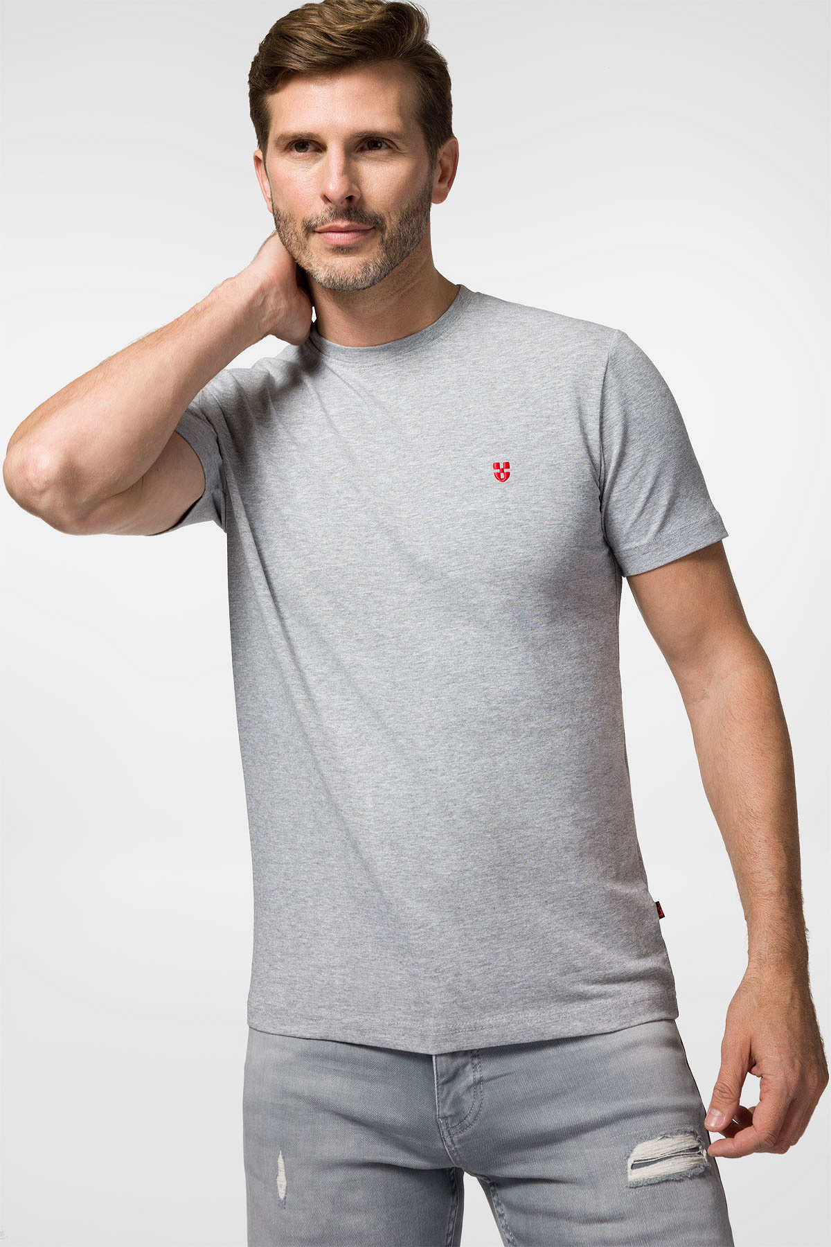 Próchnik - T-shirt Szary z Haftem i Nadrukiem Bawełniany PM3