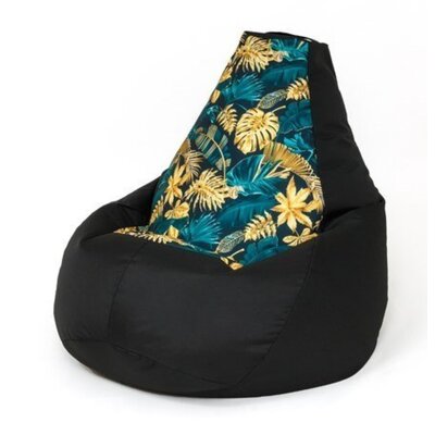 Pufa worek sako GOGIFT Grusza Druk Czarny-liście XXL 100 x 140 cm