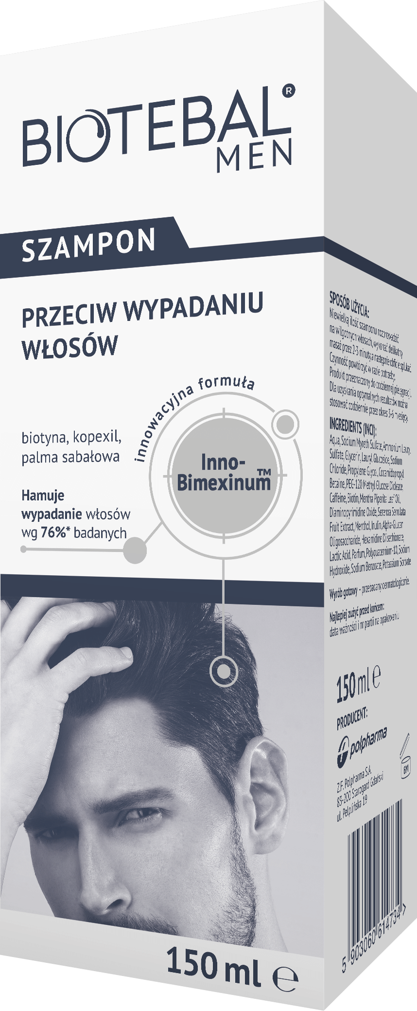 Biotebal Men, szampon przeciw wypadaniu włosów, 150 ml