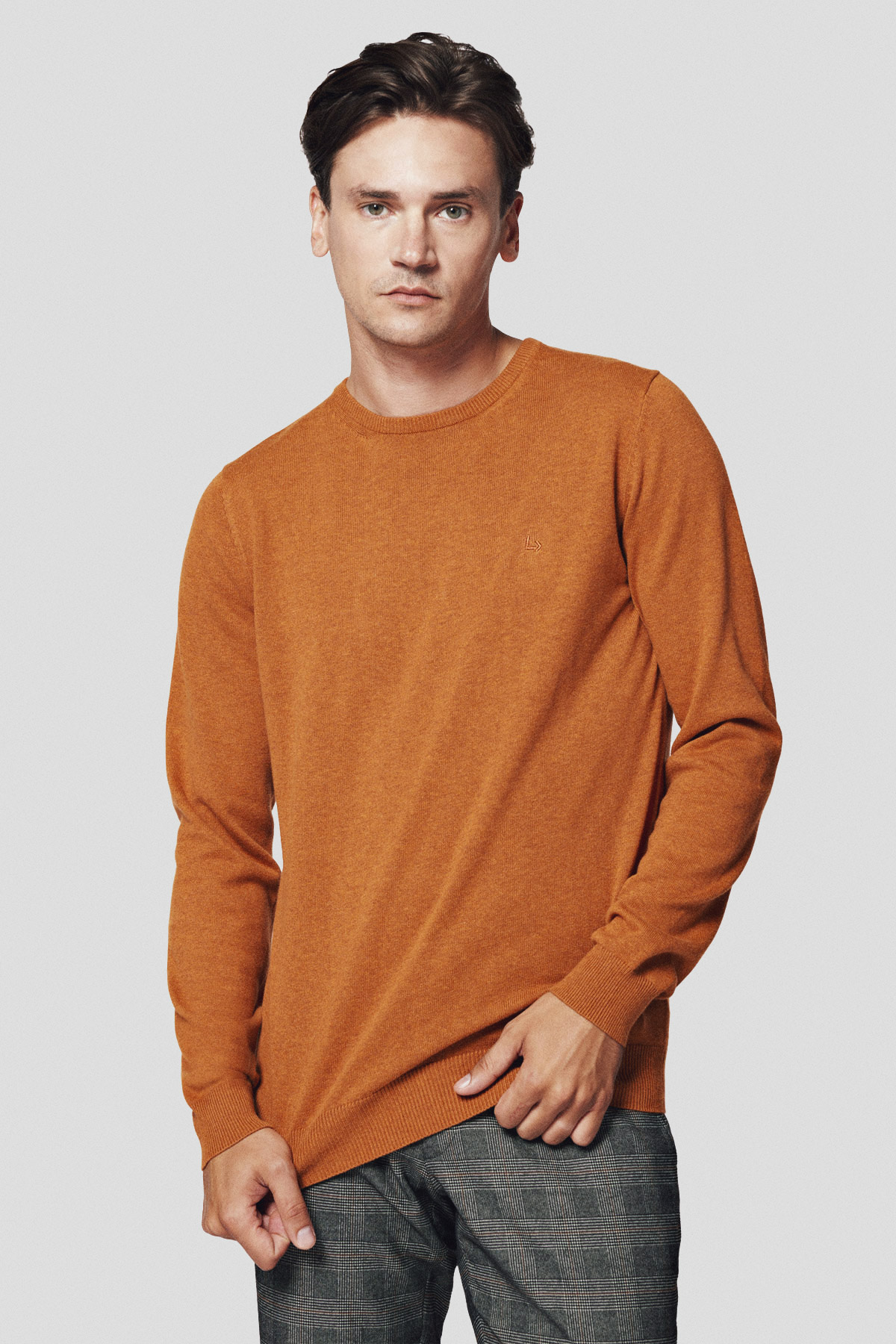 Lancerto Sweter Pomarańczowy z Bawełną Gładki Morey