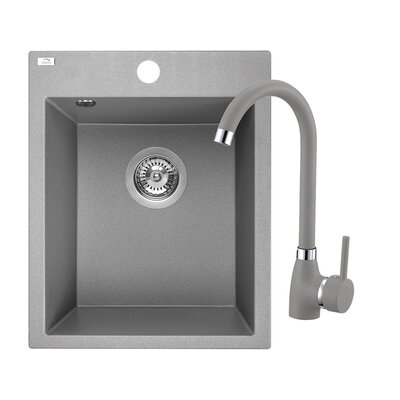 Zlewozmywak jednokomorowy LAVEO Chichi SBHA510T Szary 48x39 + bateria