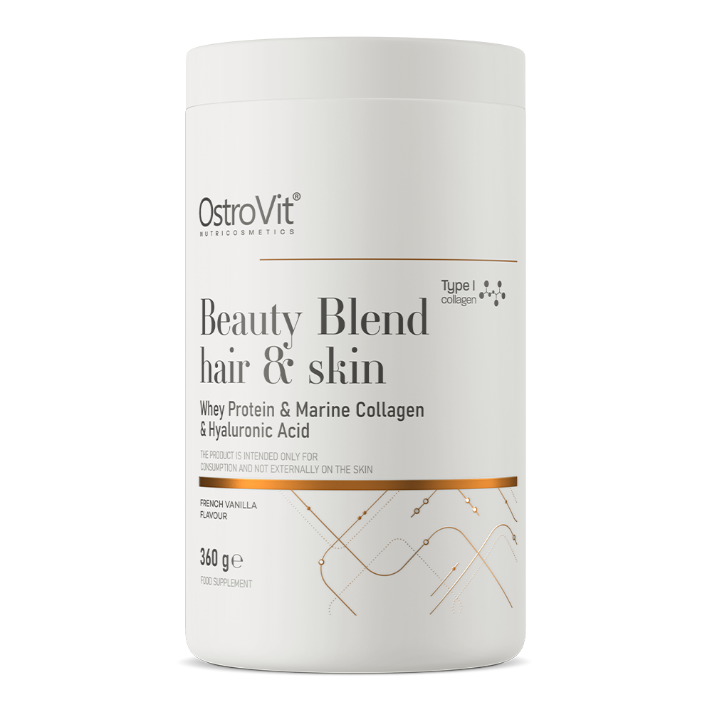 OstroVit Beauty Blend Hair & Skin suplement diety o smaku francuskiej wanilii, 360 g