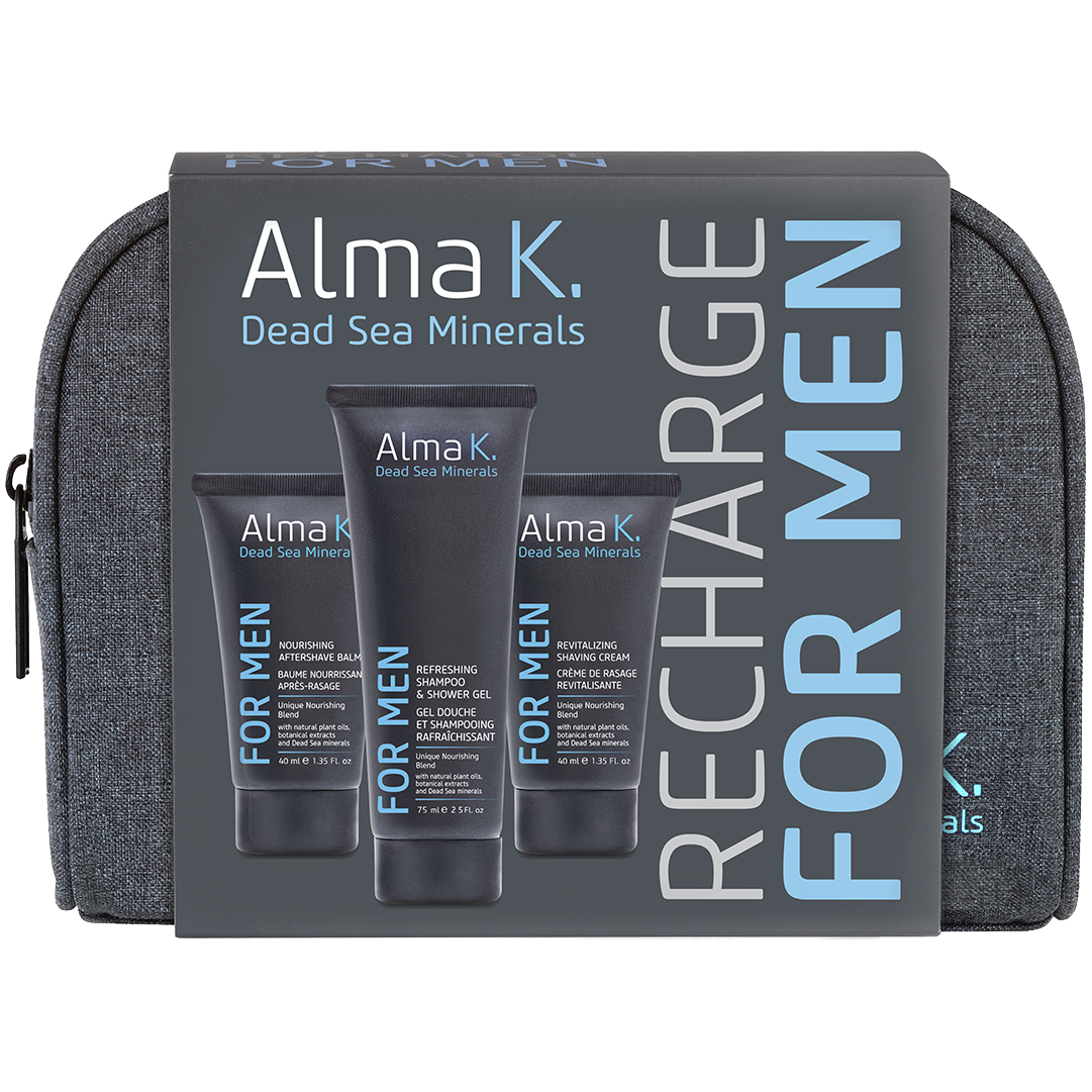 Alma K. zestaw podróżny dla mężczyzn: balsam po goleniu, 40 ml + szampon do włosów i żel pod prysznic 2w1, 75 ml + krem do golenia, 40 ml