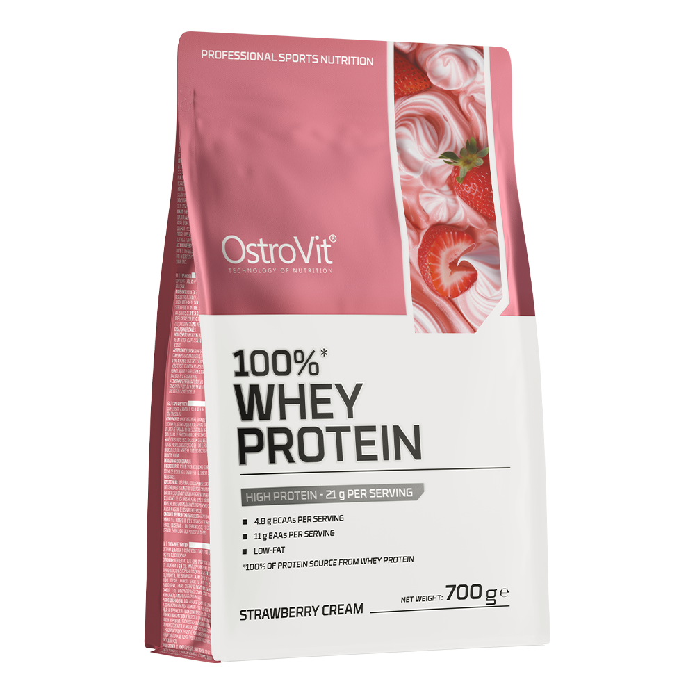 OstroVit 100% Whey Protein odżywka białkowa o smaku kremowej truskawki, 700 g