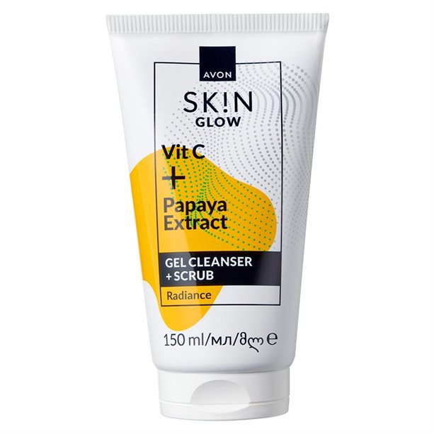 Avon Skin Glow rozświetlający żel do mycia twarzy i peeling 2w1, 150 ml