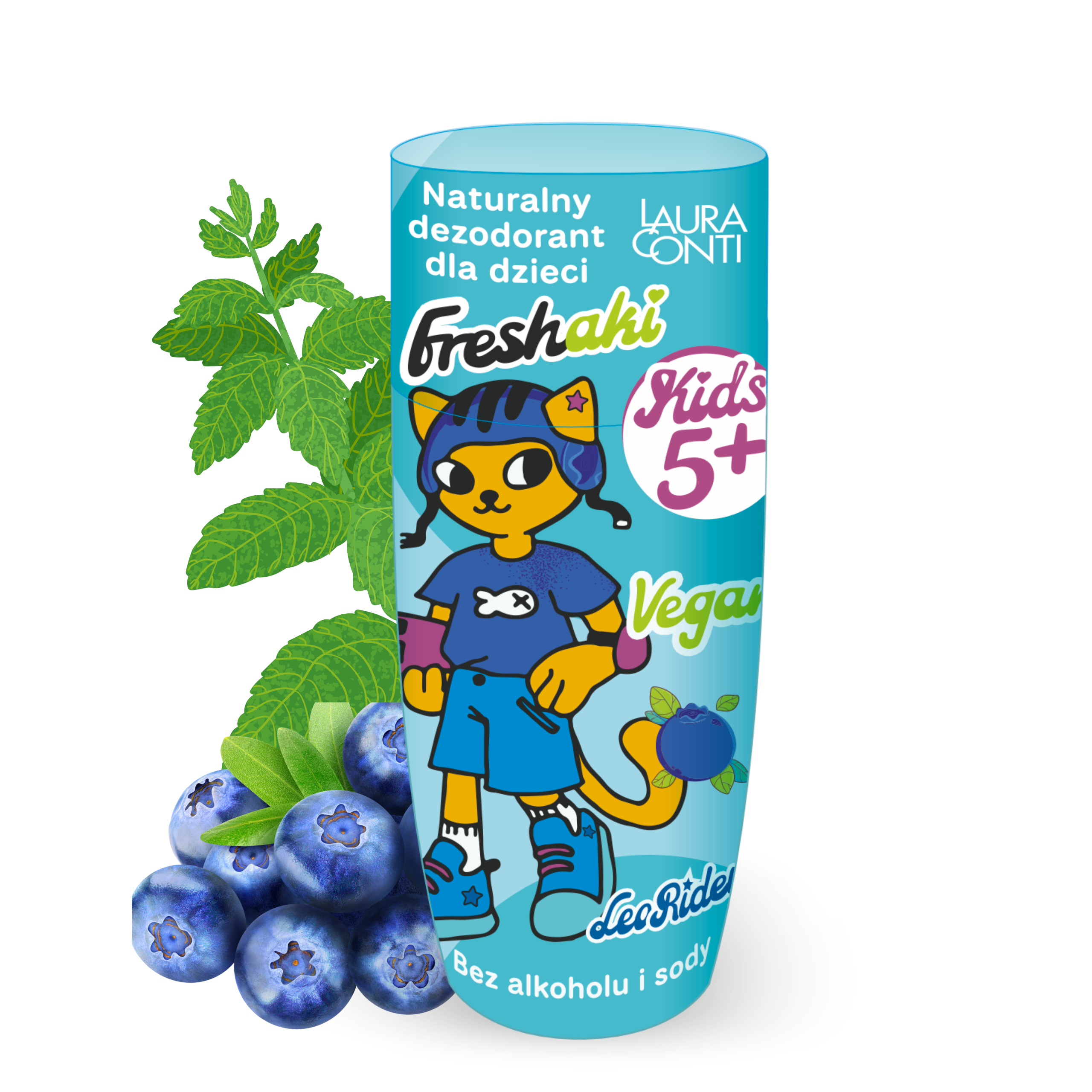 Laura Conti Freshaki Leo Rider naturalny dezodorant w kulce dla dzieci od 5 lat, mint bluberry, 50 ml