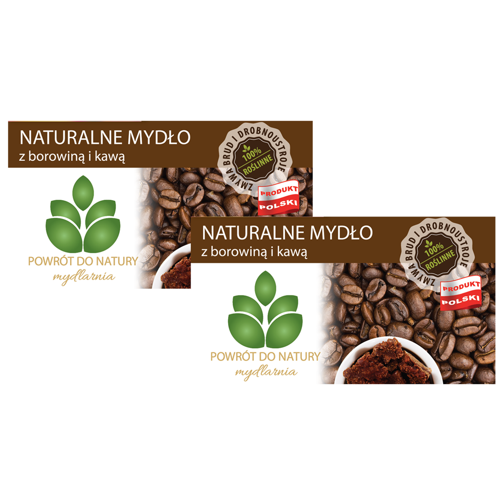 Powrót do natury 100% roślinne naturalne mydło z borowiną i kawą, 2 szt.