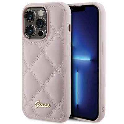Etui GUESS Quilted Metal Logo do Apple iPhone 15 Pro Różowy
