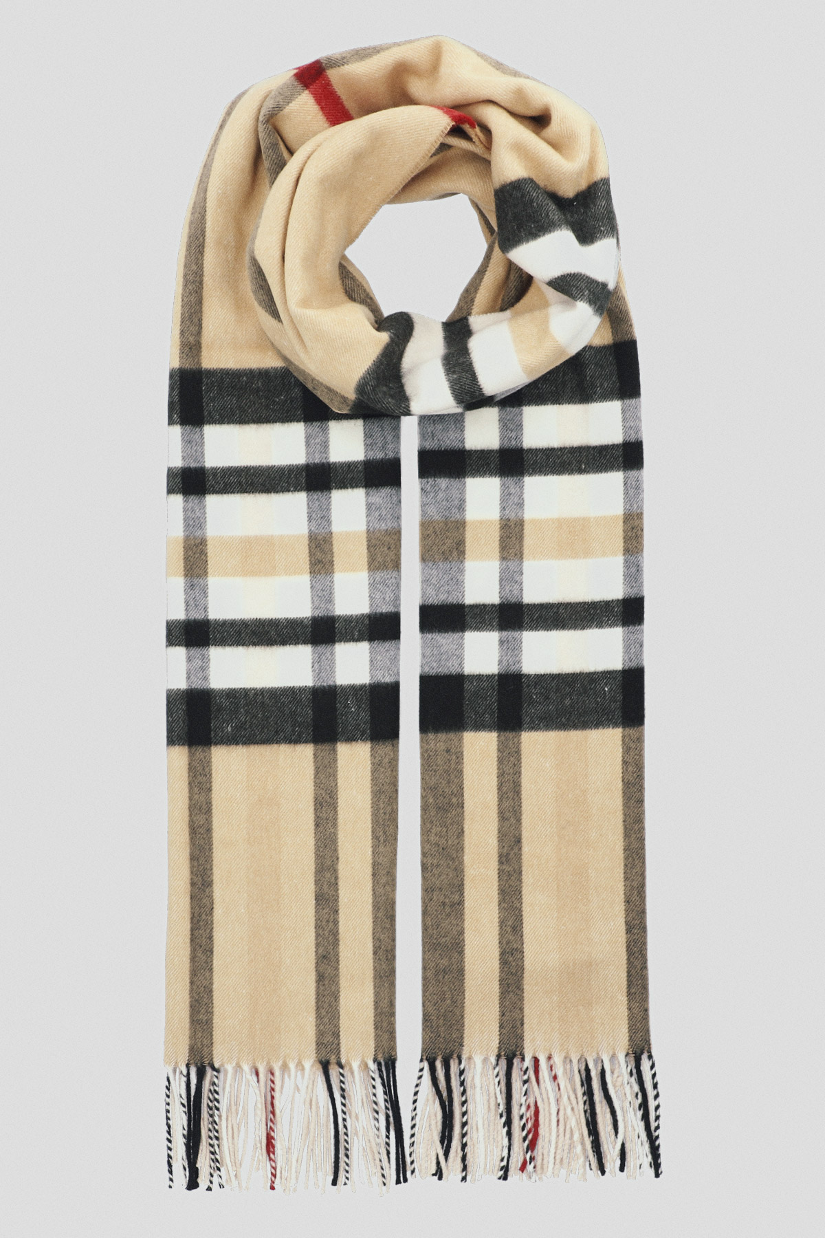 Lancerto Szal Beżowy w Szeroką Kratę Tartan Unisex