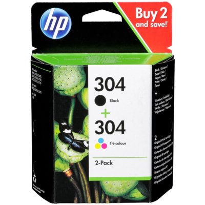 Zestaw tuszów HP 304 Instant Ink Czarny 2 ml, Kolorowy 2 ml 3JB05AE