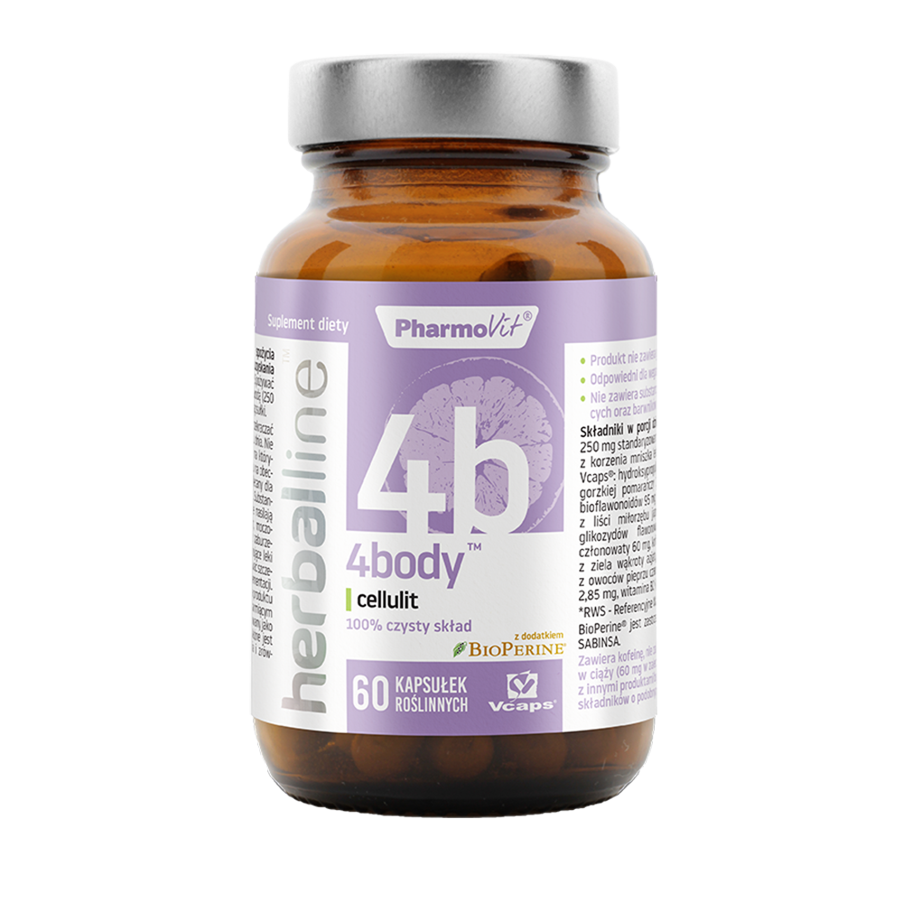 Pharmovit Herballine suplement diety odpowiedni dla wegatarian/wegan - 4body cellulit, 60 kaps./1 opak.