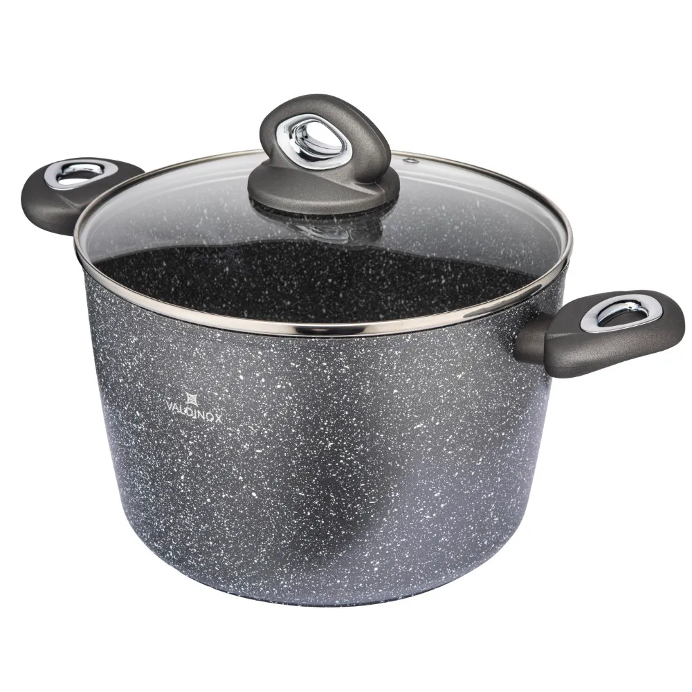 Garnek na indukcję aluminiowy z pokrywką Valdinox Rock 7,5 l