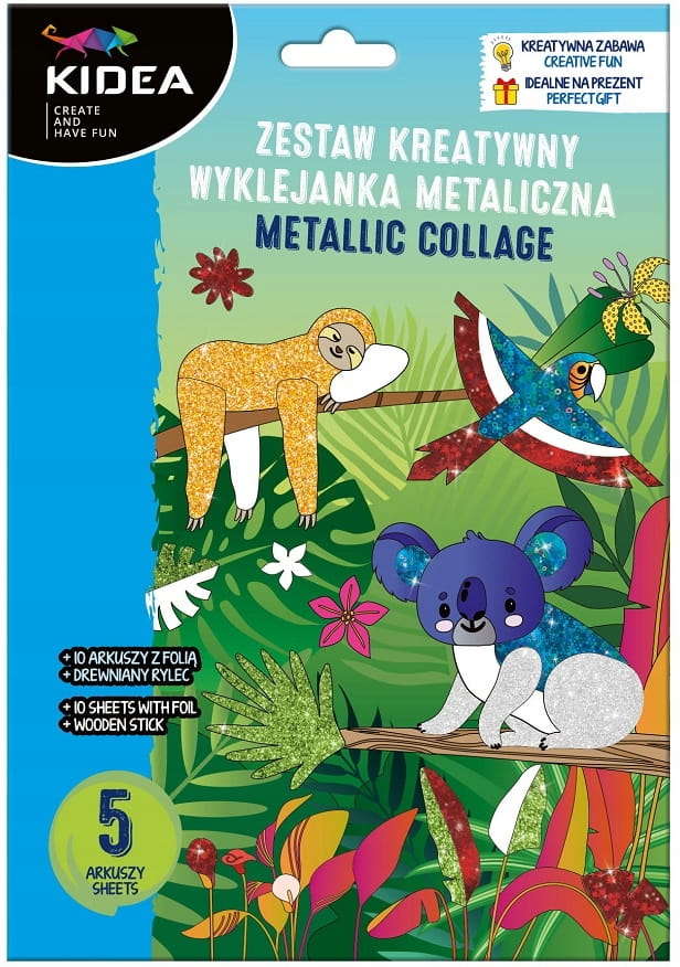 KIDEA wyklejanka metaliczna zwierzęta zestaw kreatywny