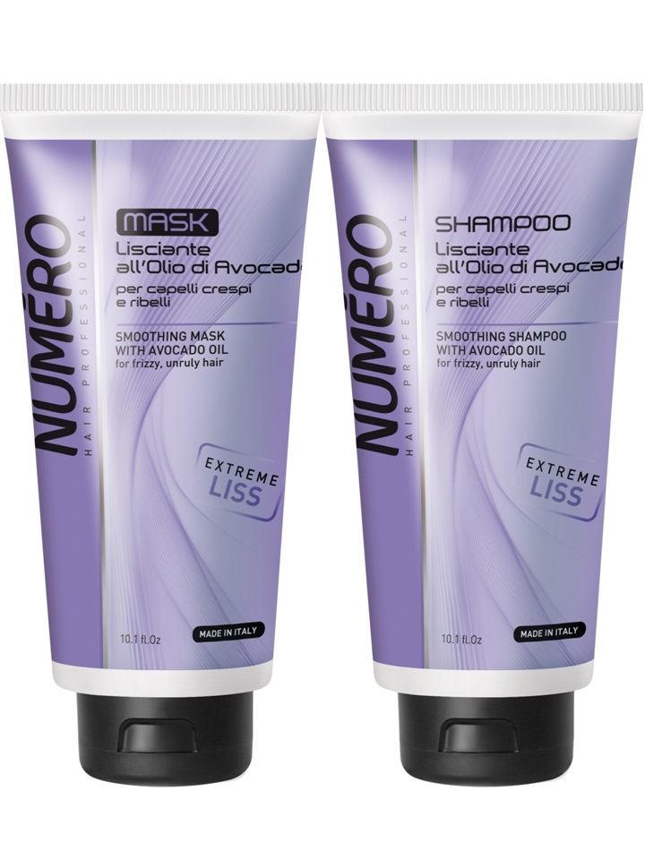 Brelil Numéro Smoothing With Avocado Oil zestaw: wygładzająca maska do włosów, 300 ml + szampon do włosów, 300 ml