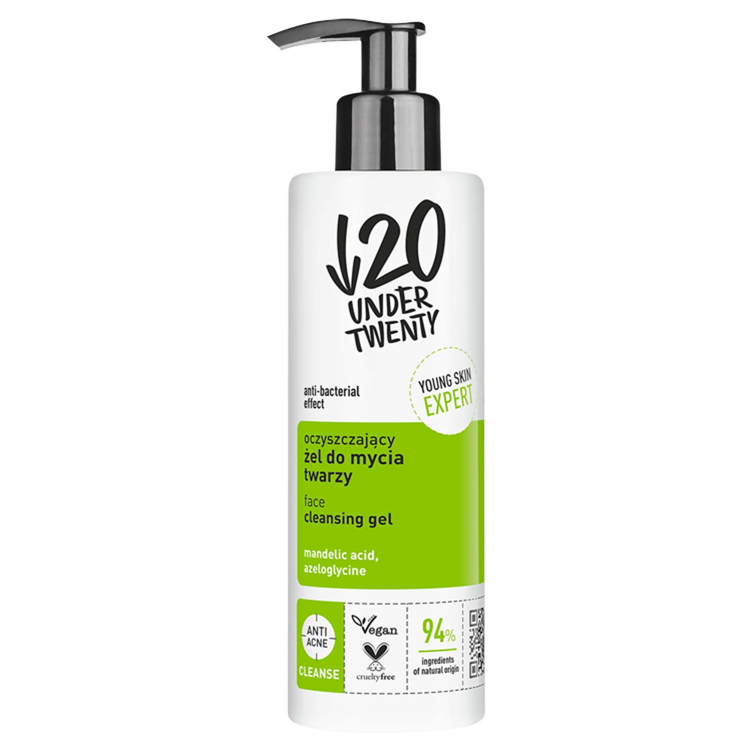 Under Twenty oczyszczający żel do mycia twarzy, 190 ml