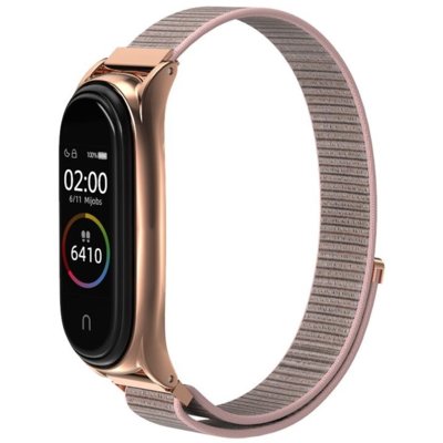 Pasek TECH-PROTECT Nylon do Xiaomi Mi Band 5/6/6 NFC Różowo-złoty