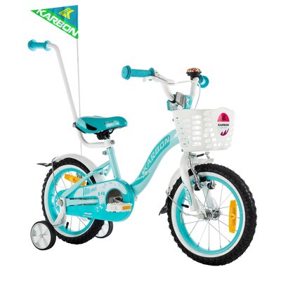 Rower dziecięcy KARBON Mimi 14 cali dla dziewczynki Błękitno-biały