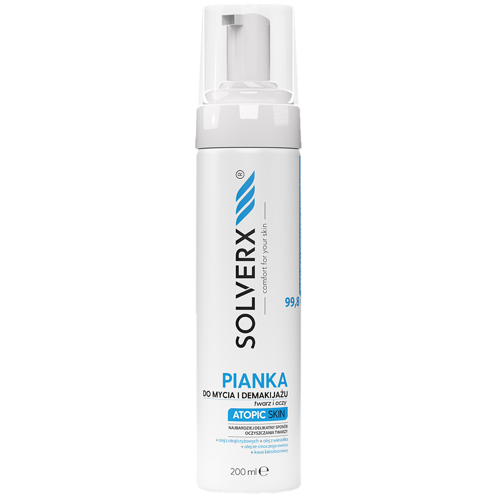 Solverx Atopic Skin pianka do mycia twarzy, 200 ml