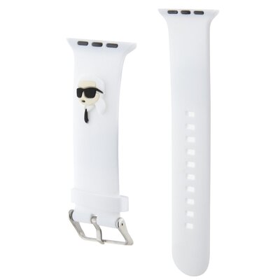 Pasek KARL LAGERFELD 3D Rubber Karl Head do Apple Watch (42/44/45/49mm) Biały