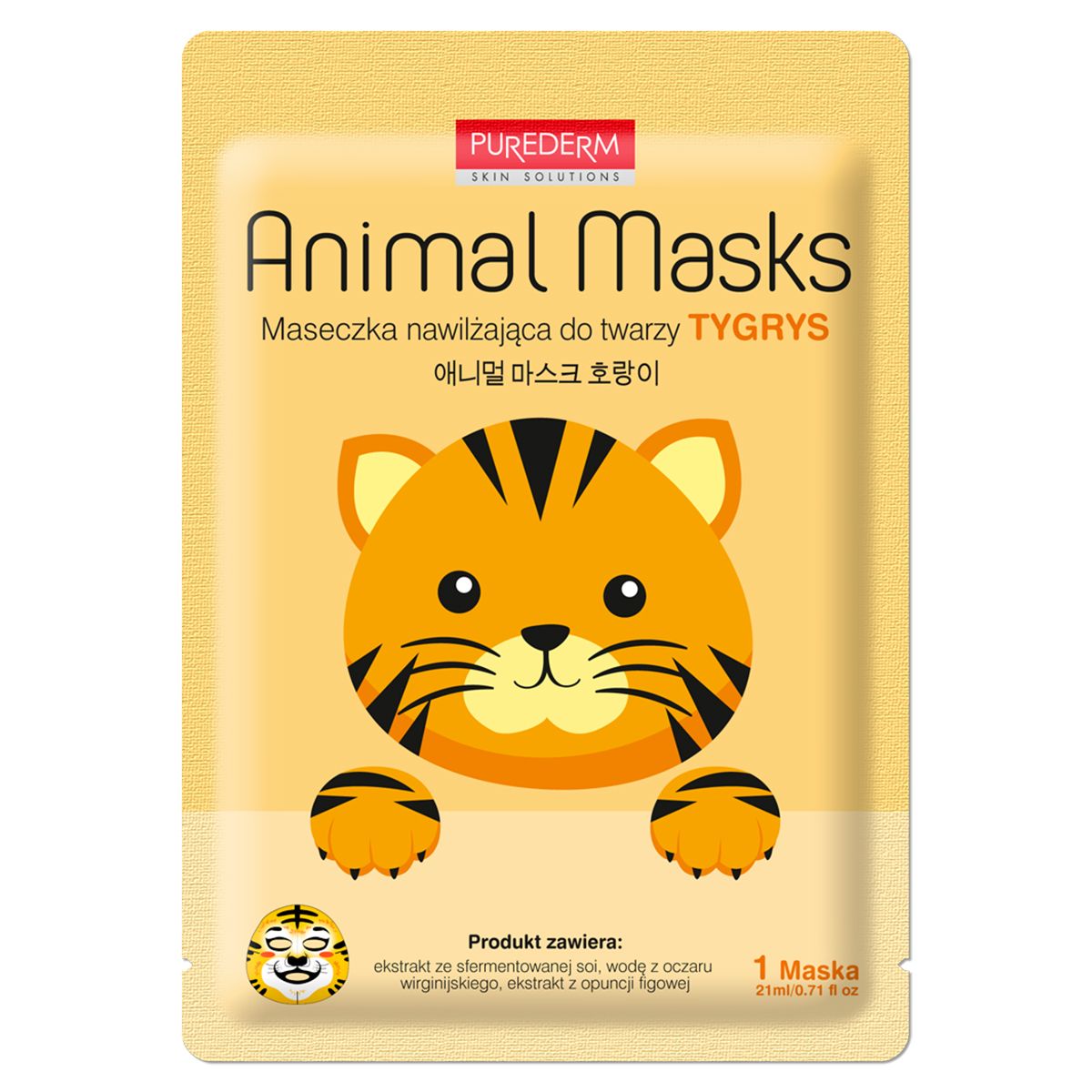 Purederm Animal Masks maseczka nawilżająca do twarzy, 1 szt.