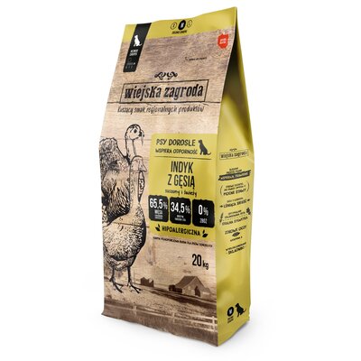 Karma dla psa WIEJSKA ZAGRODA Indyk z gęsią M 20 kg