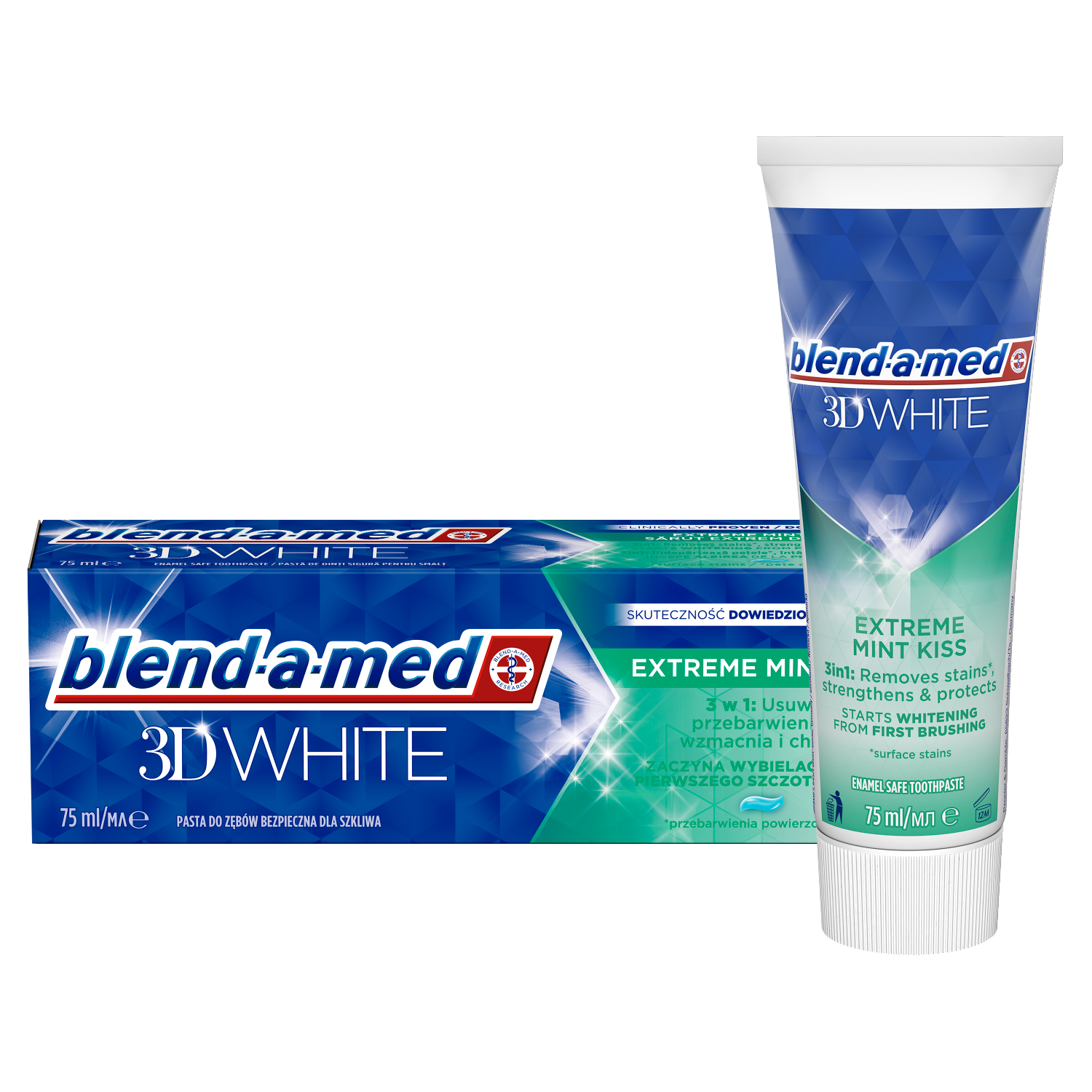 Blend-A-Med 3D White Extreme Mint Kiss pasta do mycia zębów, 75 ml