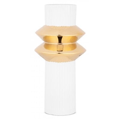 Wazon EUROFIRANY Mona 16 x 33 cm Biało-złoty