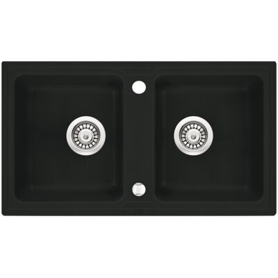 Zlewozmywak dwukomorowy DEANTE Zorba ZQZA2203 Grafitowy 43.5x78 + bateria stojąca