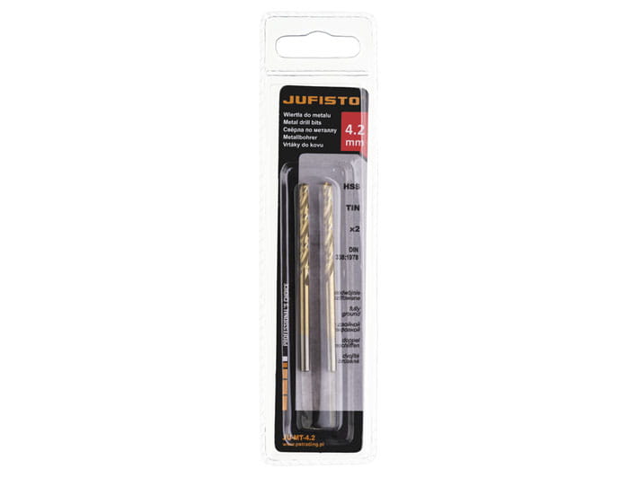 Wiertło do metalu HSS-G TIN 4,2 x 75 mm (2 szt.) JUFISTO