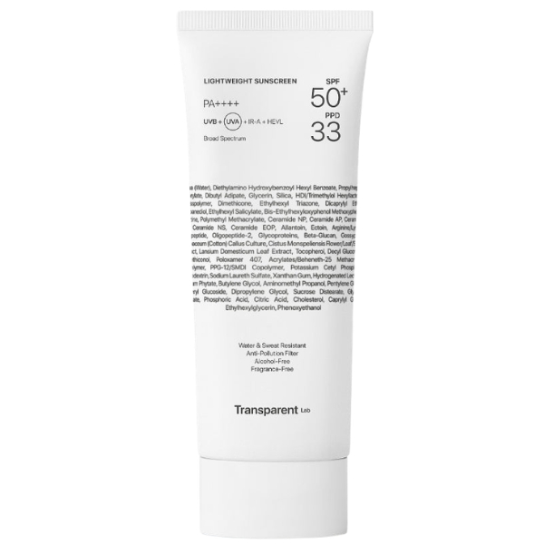 Transparent Lab Lightweight Sunscreen lekki krem przeciwsłoneczny SPF50+, 100 ml