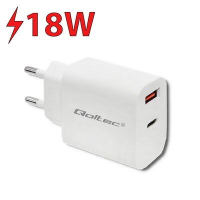 Ładowarka sieciowa QOLTEC 51714 18W Biały