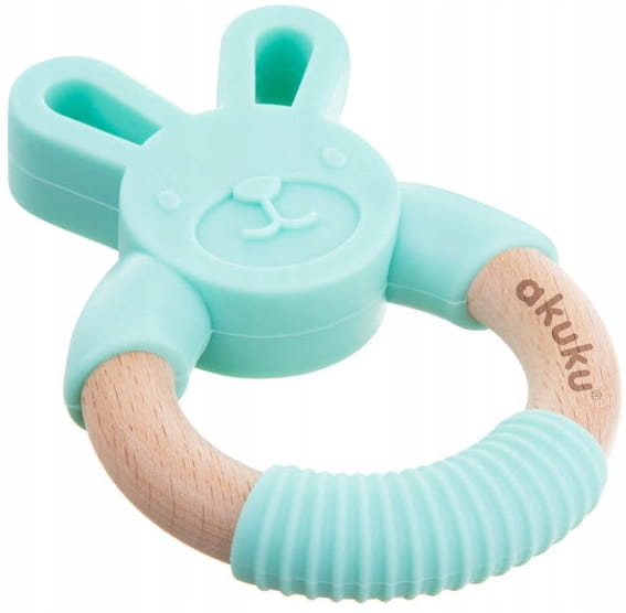 Akuku gryzak silikonowo drewniany ząbkowanie